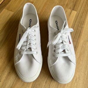 Superga Classic White Lace-Up Sneakers